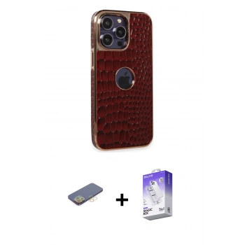 MARSİLYAN™- iPhone 13 Pro Max Kılıf Ufuk Form Prime - Siyah Bilvis 5in1 3D Magic Cam Ekran Koruyucu + Renkli Kamera Lens Koruma Cam - SI