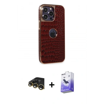 MARSİLYAN™- iPhone 13 Pro Max Kılıf Ufuk Form Prime - Siyah Bilvis 5in1 5D Magic Hayalet Cam Ekran Koruyucu + Raze Metal Kamera Lens - GD