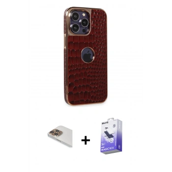 MARSİLYAN™- iPhone 13 Pro Max Kılıf Ufuk Form Prime - Siyah Bilvis 5in1 5D Magic Hayalet Cam Ekran Koruyucu + Pers Alüminyum Kamera Lens - GD