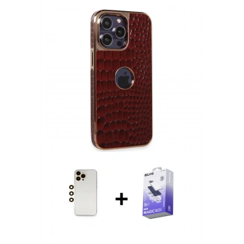 MARSİLYAN™- iPhone 13 Pro Max Kılıf Ufuk Form Prime - Siyah Bilvis 5in1 5D Magic Hayalet Cam Ekran Koruyucu + Shine Kamera Lens - GD