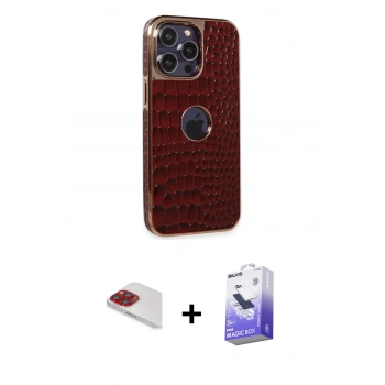 MARSİLYAN™- iPhone 13 Pro Max Kılıf Ufuk Form Prime - Siyah Bilvis 5in1 5D Magic Hayalet Cam Ekran Koruyucu + Pers Alüminyum Kamera Lens - KI