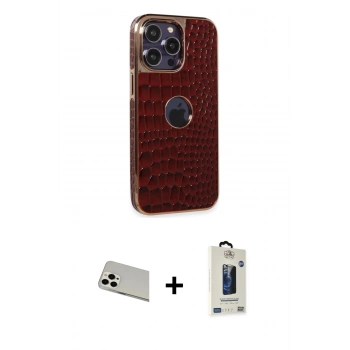 MARSİLYAN™- iPhone 13 Pro Max Kılıf Ufuk Form Prime - Siyah Bilvis Hayalet Cam Ekran Koruyucu + Rainbow Kamera Lens Koruma Cam - BZ