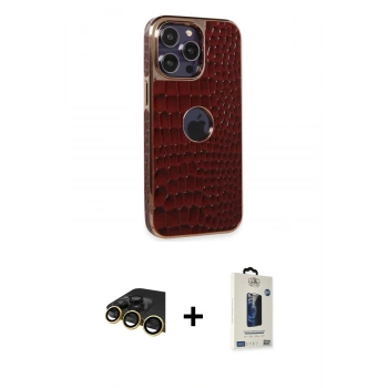 MARSİLYAN™- iPhone 13 Pro Max Kılıf Ufuk Form Prime - Siyah Bilvis Hayalet Cam Ekran Koruyucu + Raze Metal Kamera Lens - GD