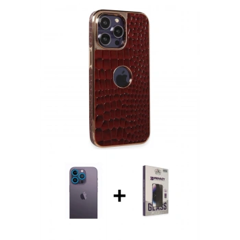 MARSİLYAN™- iPhone 13 Pro Max Kılıf Ufuk Form Prime - Siyah Bilvis Hayalet Cam Ekran Koruyucu + Neon Fosforlu Kamera Lens - MI