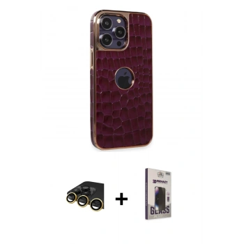 MARSİLYAN™- iPhone 13 Pro Max Kılıf Ufuk Form Prime - Siyah Bilvis Hayalet Cam Ekran Koruyucu + Raze Metal Kamera Lens - GD
