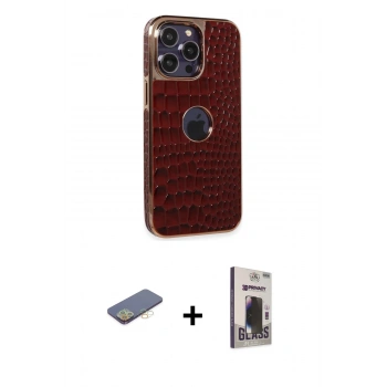 MARSİLYAN™- iPhone 13 Pro Max Kılıf Ufuk Form Prime - Siyah Bilvis Hayalet Cam Ekran Koruyucu + Renkli Kamera Lens Koruma Cam - SI