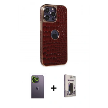 MARSİLYAN™- iPhone 13 Pro Max Kılıf Ufuk Form Prime - Siyah Bilvis Hayalet Cam Ekran Koruyucu + Neon Fosforlu Kamera Lens - YL