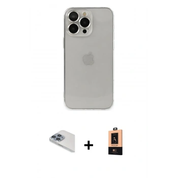 MARSİLYAN™- iPhone 13 Pro Max Kılıf Ufuk Minimal Özel Seri - Şeffaf Maxco Cam Ekran Koruyucu + Pers Alüminyum Kamera Lens - SABE
