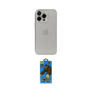 MARSİLYAN™- iPhone 13 Pro Max Kılıf Ufuk Minimal Özel Seri - Siyah 18D Cam Ekran Koruyucu