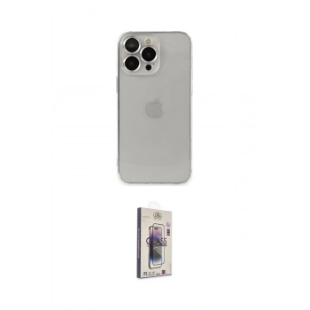 MARSİLYAN™- iPhone 13 Pro Max Kılıf Ufuk Minimal Özel Seri - Siyah Bilvis 3D Cam Ekran Koruyucu