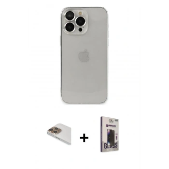 MARSİLYAN™- iPhone 13 Pro Max Kılıf Ufuk Minimal Özel Seri - Siyah Bilvis Hayalet Cam Ekran Koruyucu + Pers Alüminyum Kamera Lens - GD