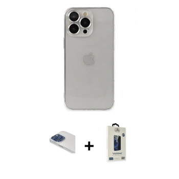 MARSİLYAN™- iPhone 13 Pro Max Kılıf Ufuk Minimal Özel Seri - Siyah Bilvis Hayalet Cam Ekran Koruyucu + Pers Alüminyum Kamera Lens - LT