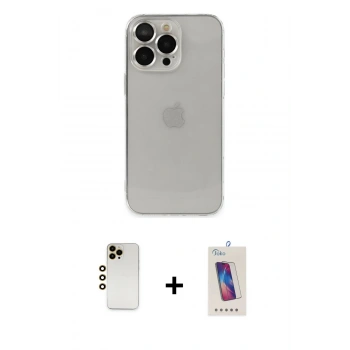 MARSİLYAN™- iPhone 13 Pro Max Kılıf Ufuk Minimal Özel Seri - Siyah Joko 5D Cam + Shine Kamera Lens - GD