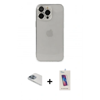 MARSİLYAN™- iPhone 13 Pro Max Kılıf Ufuk Minimal Özel Seri - Siyah Joko 5D Cam + Pers Alüminyum Kamera Lens - SABE