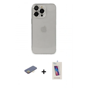 MARSİLYAN™- iPhone 13 Pro Max Kılıf Ufuk Minimal Özel Seri - Siyah Joko 5D Cam + Renkli Kamera Lens Koruma Cam - SI
