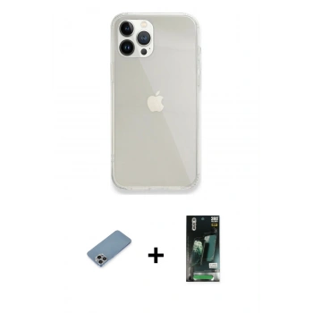 MARSİLYAN™- iPhone 13 Pro Max Kılıf Vadi Asil Prime - Şeffaf 360 Full Body Arka Koruyucu + Shine Kamera Lens Koruma Cam - GI