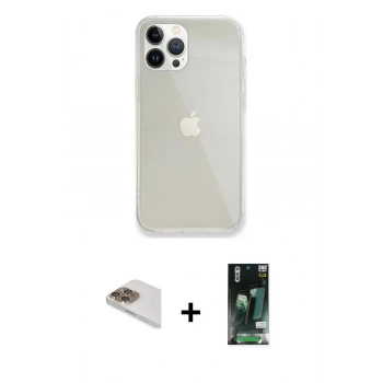 MARSİLYAN™- iPhone 13 Pro Max Kılıf Vadi Asil Prime - Şeffaf 360 Full Body Arka Koruyucu + Pers Alüminyum Kamera Lens - GD