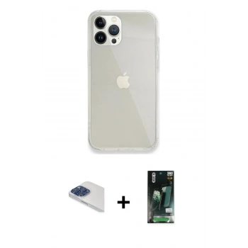 MARSİLYAN™- iPhone 13 Pro Max Kılıf Vadi Asil Prime - Şeffaf 360 Full Body Arka Koruyucu + Pers Alüminyum Kamera Lens - LT