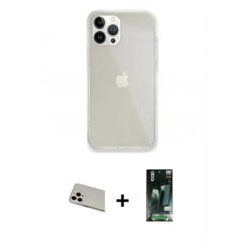 MARSİLYAN™- iPhone 13 Pro Max Kılıf Vadi Asil Prime - Şeffaf 360 Full Body Arka Koruyucu + Rainbow Kamera Lens Koruma Cam - REGD
