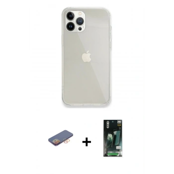 MARSİLYAN™- iPhone 13 Pro Max Kılıf Vadi Asil Prime - Şeffaf 360 Full Body Arka Koruyucu + Renkli Kamera Lens Koruma Cam - TU