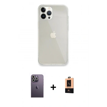 MARSİLYAN™- iPhone 13 Pro Max Kılıf Vadi Asil Prime - Şeffaf Maxco Cam Ekran Koruyucu + Neon Fosforlu Kamera Lens - BZ