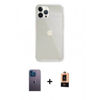 MARSİLYAN™- iPhone 13 Pro Max Kılıf Vadi Asil Prime - Şeffaf Maxco Cam Ekran Koruyucu + Neon Fosforlu Kamera Lens - MI