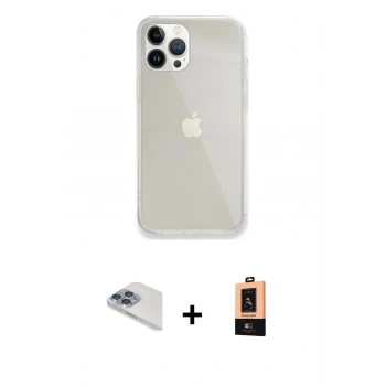 MARSİLYAN™- iPhone 13 Pro Max Kılıf Vadi Asil Prime - Şeffaf Maxco Cam Ekran Koruyucu + Pers Alüminyum Kamera Lens - SABE
