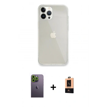 MARSİLYAN™- iPhone 13 Pro Max Kılıf Vadi Asil Prime - Şeffaf Maxco Cam Ekran Koruyucu + Neon Fosforlu Kamera Lens - YL