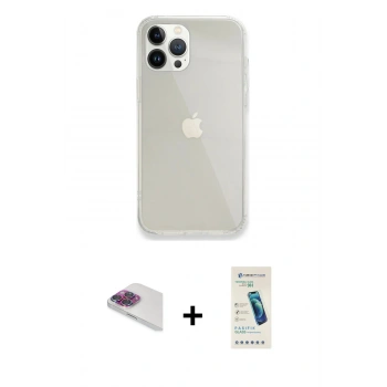 MARSİLYAN™- iPhone 13 Pro Max Kılıf Vadi Asil Prime - Şeffaf Pasifik Cam Ekran Koruyucu + Pers Alüminyum Kamera Lens - GI