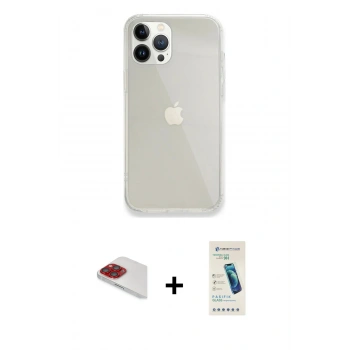 MARSİLYAN™- iPhone 13 Pro Max Kılıf Vadi Asil Prime - Şeffaf Pasifik Cam Ekran Koruyucu + Pers Alüminyum Kamera Lens - KI