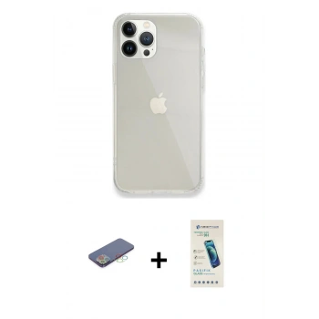 MARSİLYAN™- iPhone 13 Pro Max Kılıf Vadi Asil Prime - Şeffaf Pasifik Cam Ekran Koruyucu + Renkli Kamera Lens Koruma Cam - MI