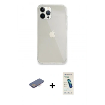 MARSİLYAN™- iPhone 13 Pro Max Kılıf Vadi Asil Prime - Şeffaf Pasifik Cam Ekran Koruyucu + Renkli Kamera Lens Koruma Cam - PE