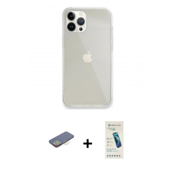 MARSİLYAN™- iPhone 13 Pro Max Kılıf Vadi Asil Prime - Şeffaf Pasifik Cam Ekran Koruyucu + Renkli Kamera Lens Koruma Cam - SI