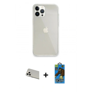 MARSİLYAN™- iPhone 13 Pro Max Kılıf Vadi Asil Prime - Siyah 18D Cam Ekran Koruyucu + Rainbow Kamera Lens Koruma Cam - BZ