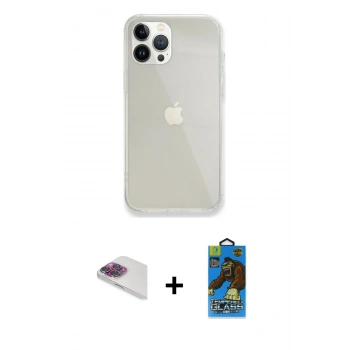 MARSİLYAN™- iPhone 13 Pro Max Kılıf Vadi Asil Prime - Siyah 18D Cam Ekran Koruyucu + Pers Alüminyum Kamera Lens - GI