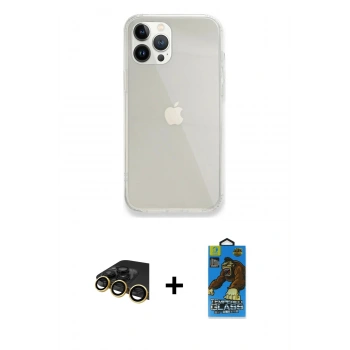 MARSİLYAN™- iPhone 13 Pro Max Kılıf Vadi Asil Prime - Siyah 18D Cam Ekran Koruyucu + Raze Metal Kamera Lens - GD