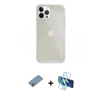 MARSİLYAN™- iPhone 13 Pro Max Kılıf Vadi Asil Prime - Siyah 3D Antistatik Cam Ekran Koruyucu + Shine Kamera Lens Koruma Cam - GI