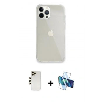 MARSİLYAN™- iPhone 13 Pro Max Kılıf Vadi Asil Prime - Siyah 3D Antistatik Cam Ekran Koruyucu + Shine Kamera Lens - GD