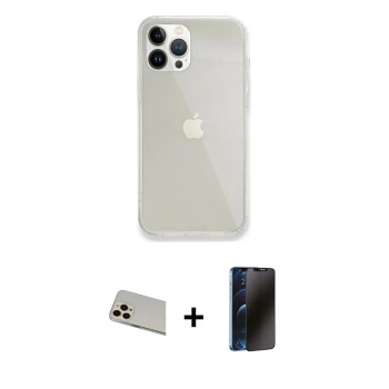 MARSİLYAN™- iPhone 13 Pro Max Kılıf Vadi Asil Prime - Siyah 3D Antistatik Hayalet Cam Ekran Koruyucu + Rainbow Kamera Lens Koruma Cam - REGD
