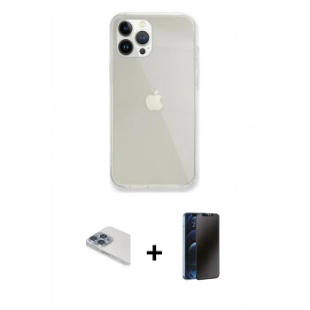 MARSİLYAN™- iPhone 13 Pro Max Kılıf Vadi Asil Prime - Siyah 3D Antistatik Hayalet Cam Ekran Koruyucu + Pers Alüminyum Kamera Lens - SABE