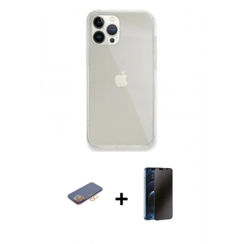 MARSİLYAN™- iPhone 13 Pro Max Kılıf Vadi Asil Prime - Siyah 3D Antistatik Hayalet Cam Ekran Koruyucu + Renkli Kamera Lens Koruma Cam - TU