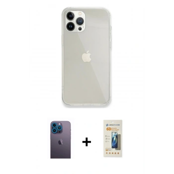 MARSİLYAN™- iPhone 13 Pro Max Kılıf Vadi Asil Prime - Siyah 6D Mat Seramik Hayalet Nano Ekran Koruyucu + Neon Fosforlu Kamera Lens - MI