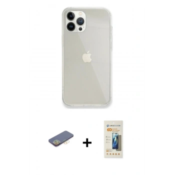 MARSİLYAN™- iPhone 13 Pro Max Kılıf Vadi Asil Prime - Siyah 6D Mat Seramik Hayalet Nano Ekran Koruyucu + Renkli Kamera Lens Koruma Cam - SI