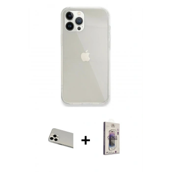 MARSİLYAN™- iPhone 13 Pro Max Kılıf Vadi Asil Prime - Siyah Bilvis 3D Cam Ekran Koruyucu + Rainbow Kamera Lens Koruma Cam - BZ