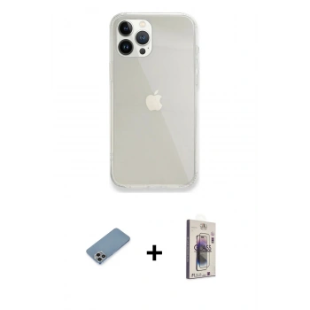 MARSİLYAN™- iPhone 13 Pro Max Kılıf Vadi Asil Prime - Siyah Bilvis 3D Cam Ekran Koruyucu + Shine Kamera Lens Koruma Cam - GI