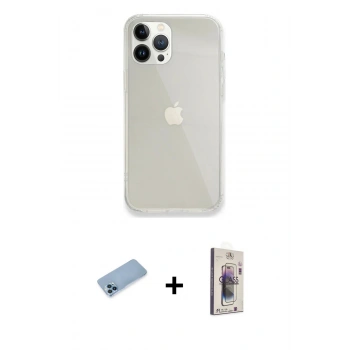 MARSİLYAN™- iPhone 13 Pro Max Kılıf Vadi Asil Prime - Siyah Bilvis 3D Cam Ekran Koruyucu + Shine Kamera Lens Koruma Cam - MI