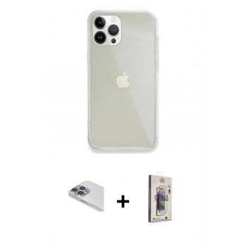 MARSİLYAN™- iPhone 13 Pro Max Kılıf Vadi Asil Prime - Siyah Bilvis 3D Cam Ekran Koruyucu + Pers Alüminyum Kamera Lens - SABE