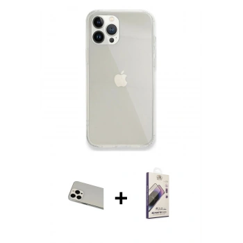 MARSİLYAN™- iPhone 13 Pro Max Kılıf Vadi Asil Prime - Siyah Bilvis 3D Mat Cam Ekran Koruyucu + Rainbow Kamera Lens Koruma Cam - BZ