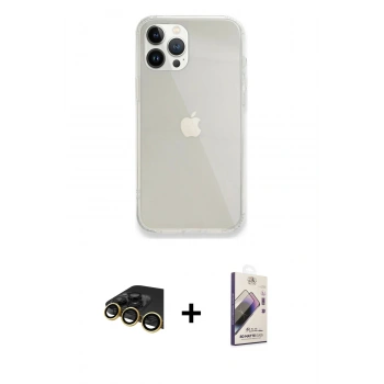 MARSİLYAN™- iPhone 13 Pro Max Kılıf Vadi Asil Prime - Siyah Bilvis 3D Mat Cam Ekran Koruyucu + Raze Metal Kamera Lens - GD