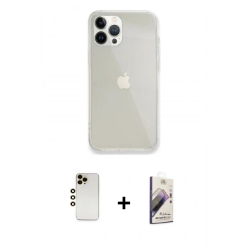 MARSİLYAN™- iPhone 13 Pro Max Kılıf Vadi Asil Prime - Siyah Bilvis 3D Mat Cam Ekran Koruyucu + Shine Kamera Lens - GD